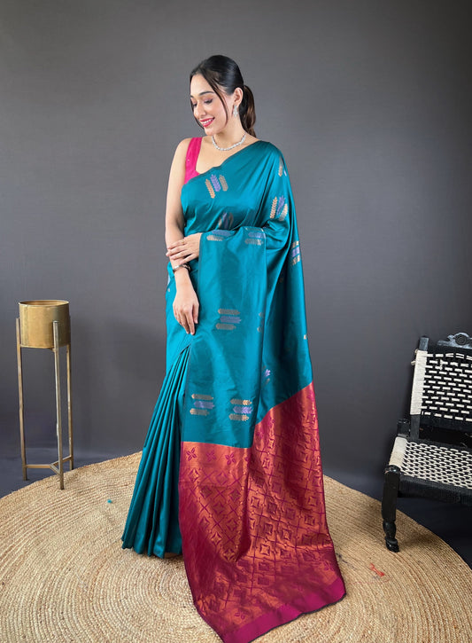 Outstanding Cotton Sky Color Saree