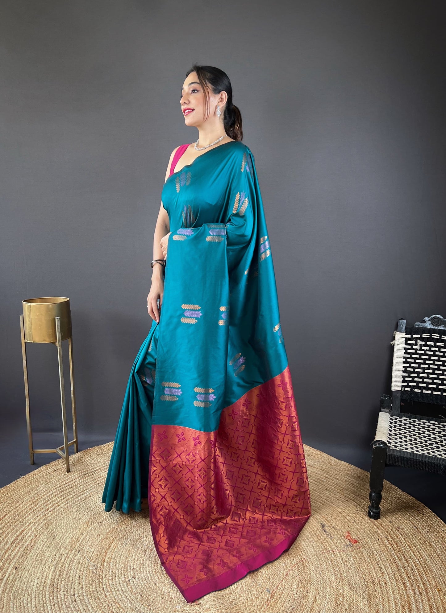 Outstanding Cotton Sky Color Saree