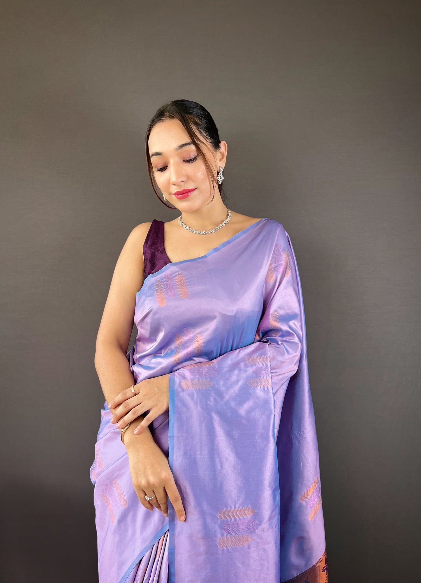 Outstanding Cotton Purple Color Saree