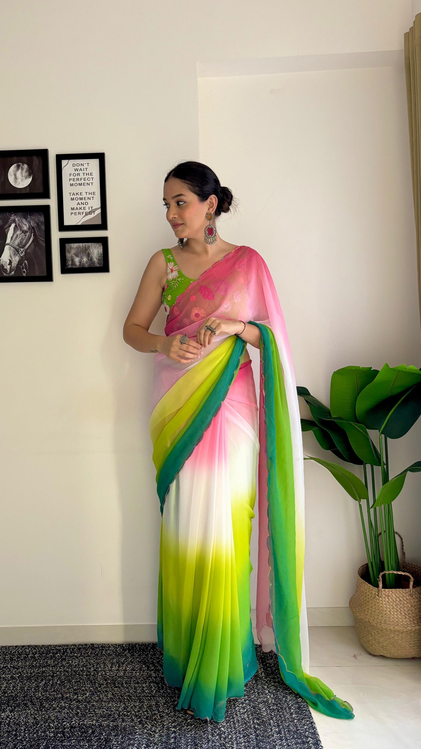 Captivating Georgette Silk Multi Color Saree