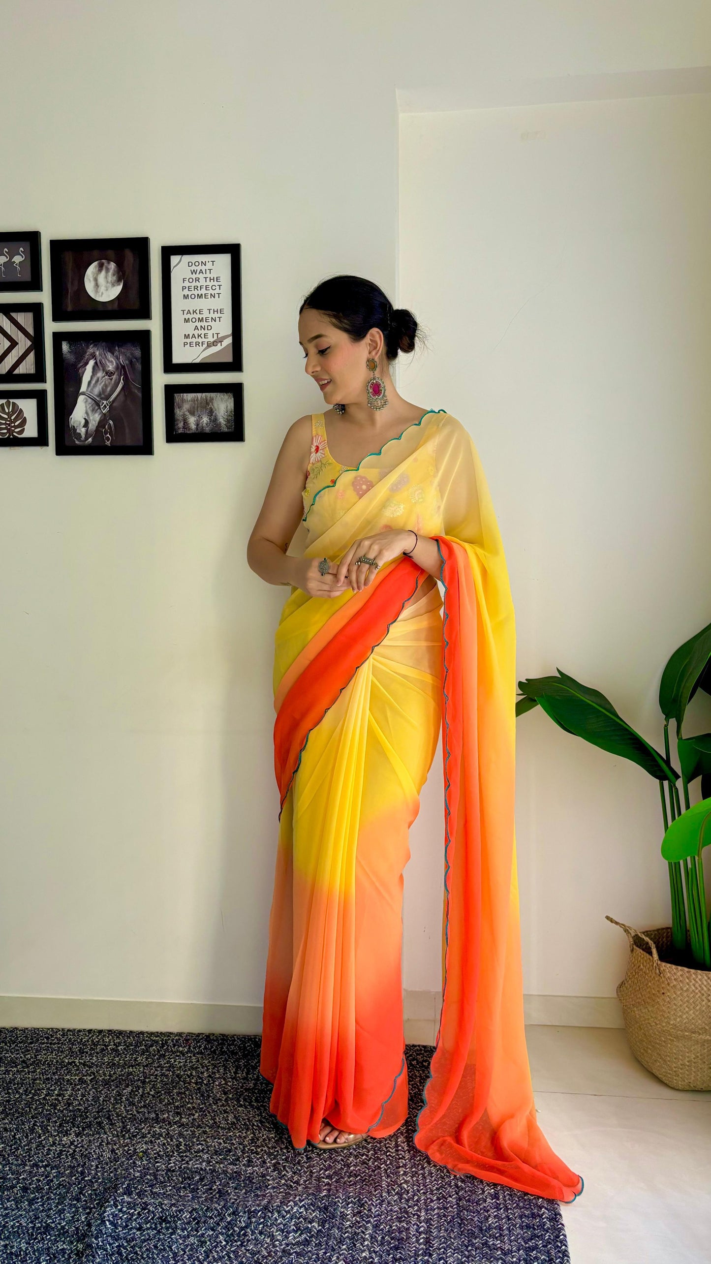 Captivating Georgette Silk Multi Color Saree