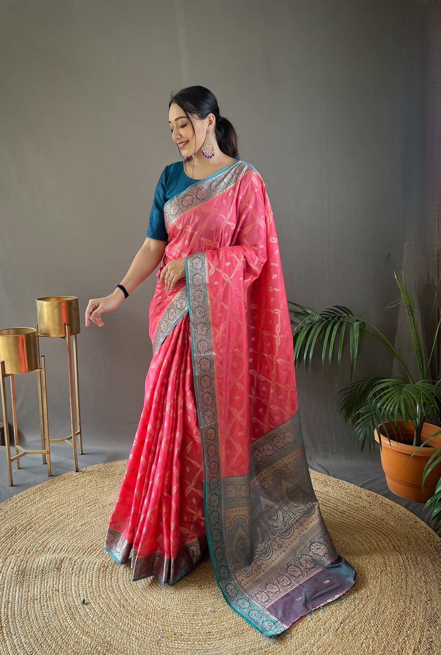 Presenting Tabby Silk Pink Color Saree