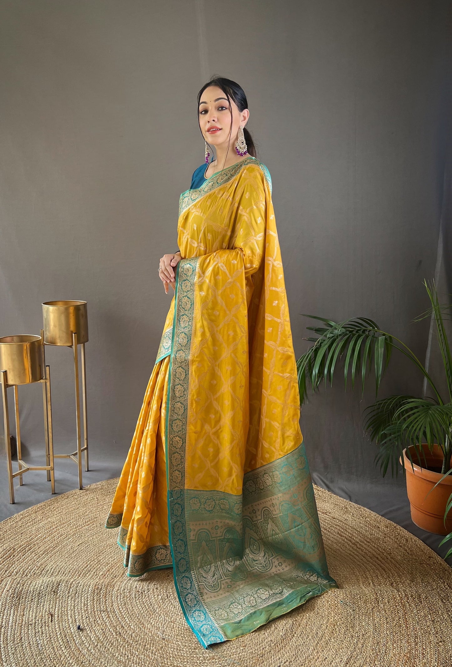 Presenting Tabby Silk Yellow Color Saree