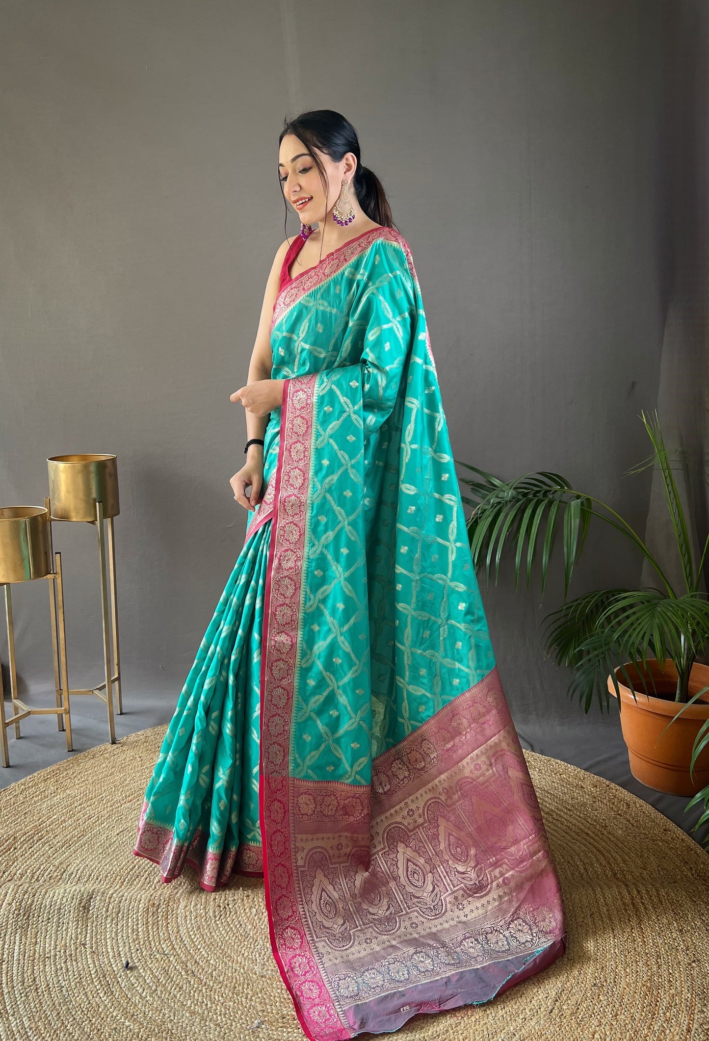 Presenting Tabby Silk Sky Color Saree