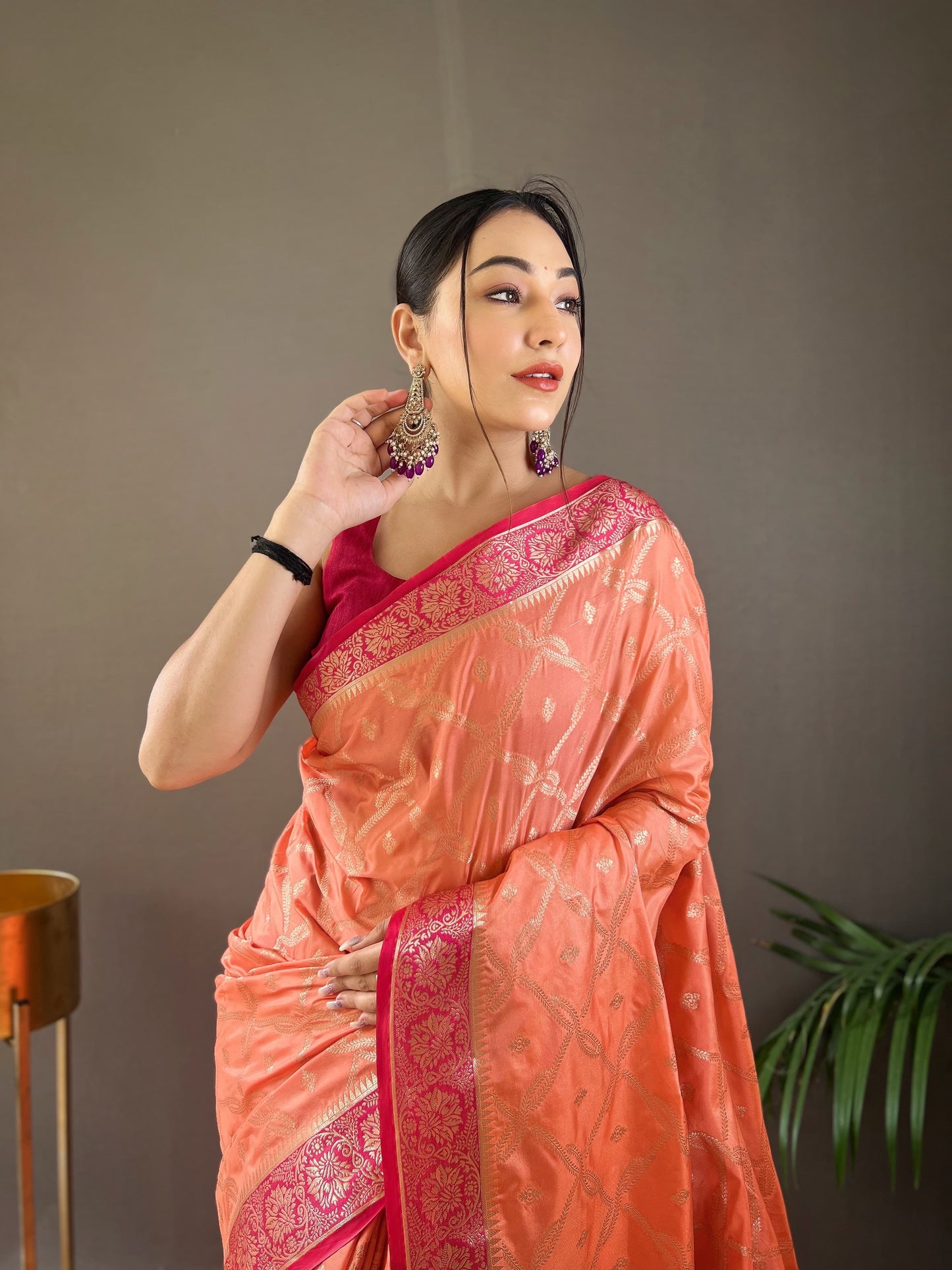 Presenting Tabby Silk Red Color Saree