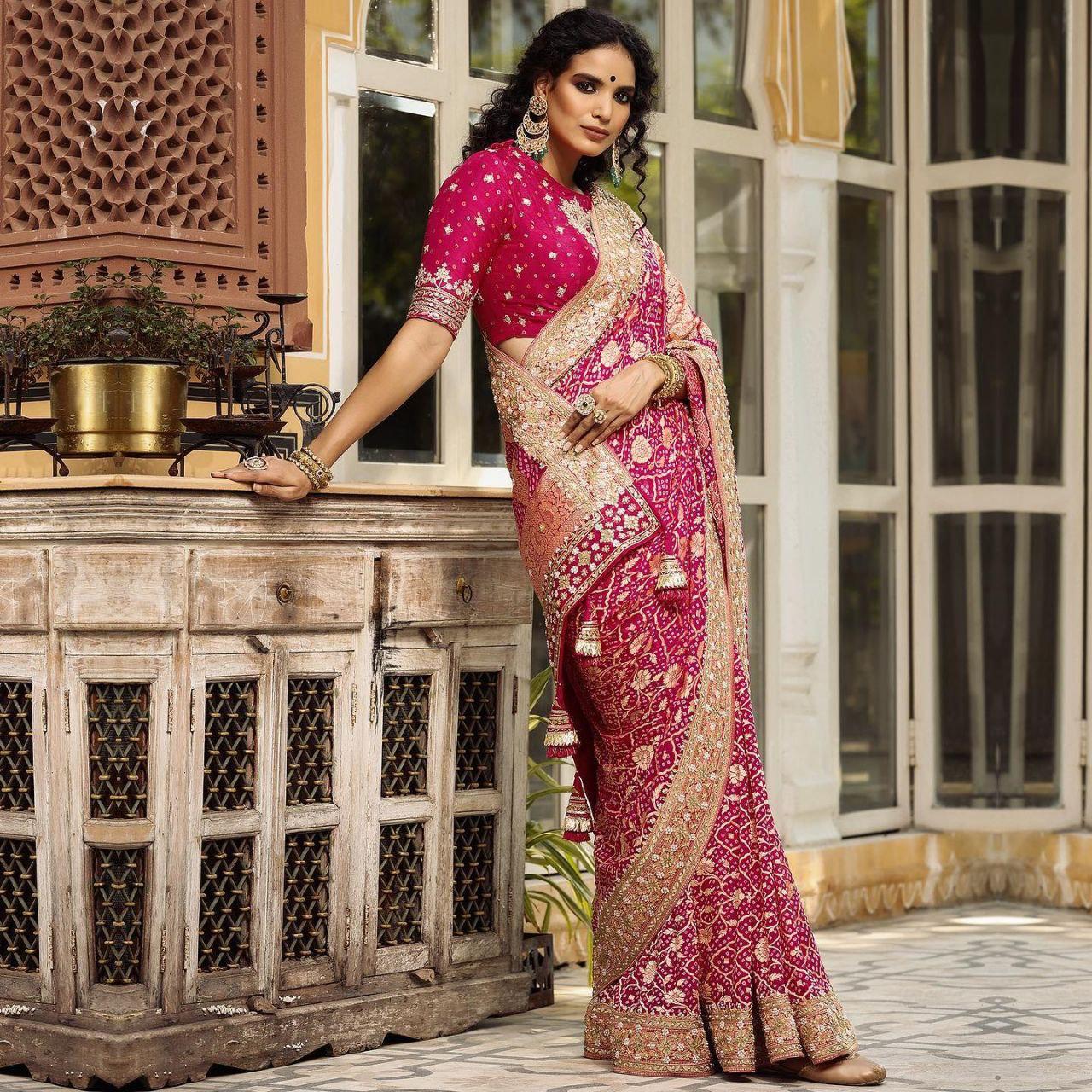 Wedding Wear Banarasi Silk Embroidery Work Red Color Saree