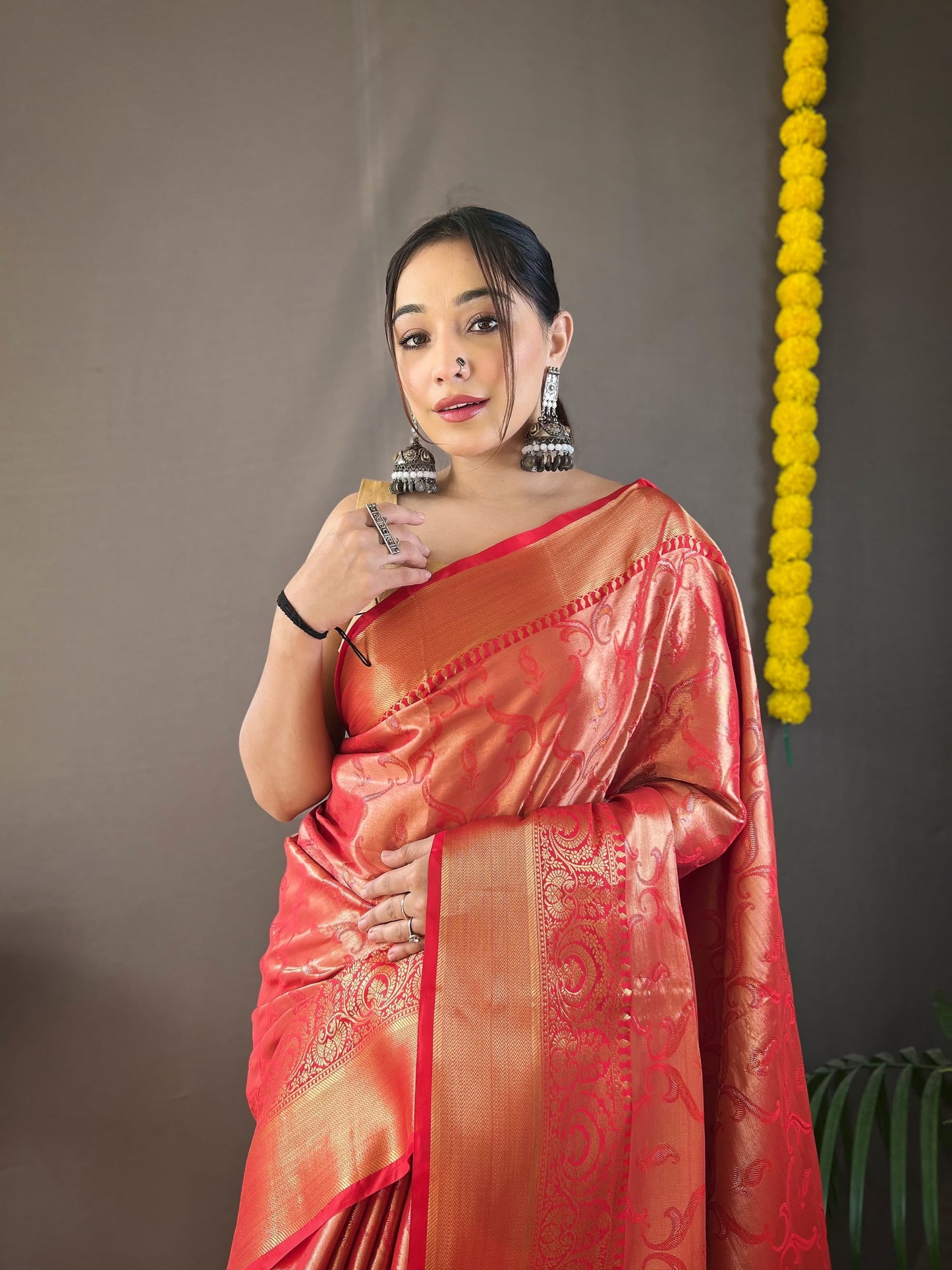 Awesome Kanchipuram Silk Red Color Saree