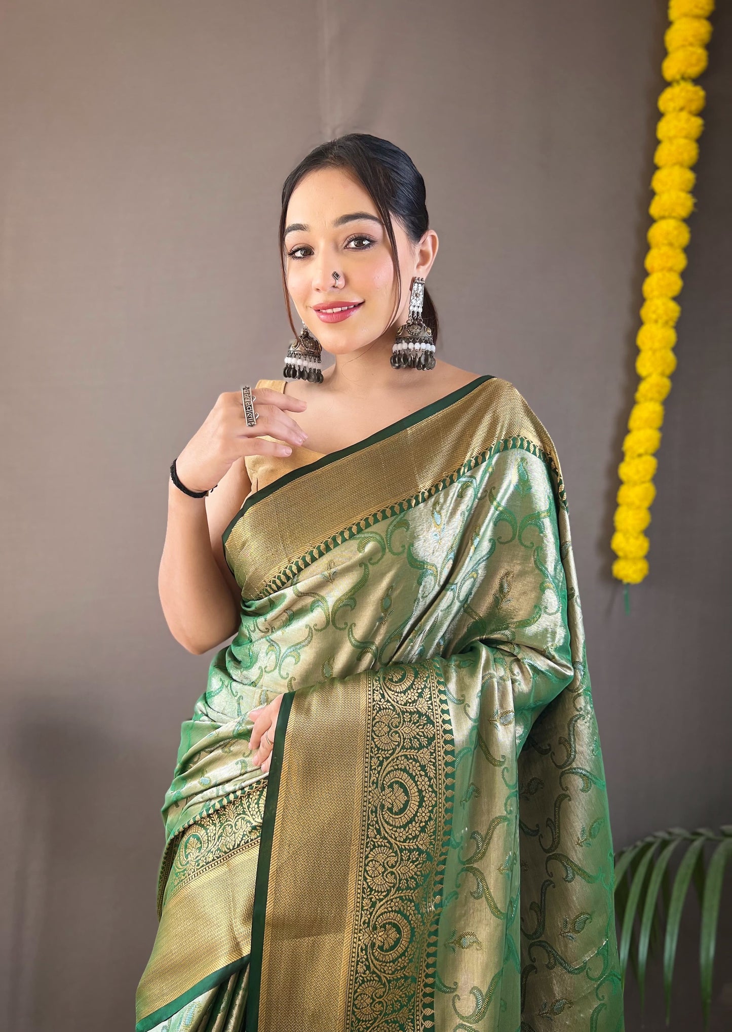 Awesome Kanchipuram Silk Green Color Saree