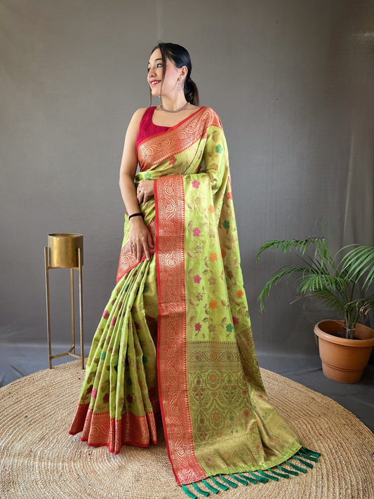 Classic Organza Tissue Silk Perrot Color Saree