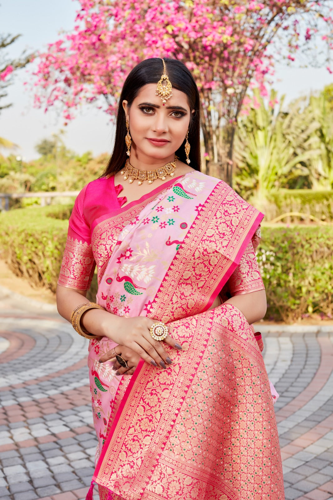 Awesome Kanjivaram Silk Pink Color Saree