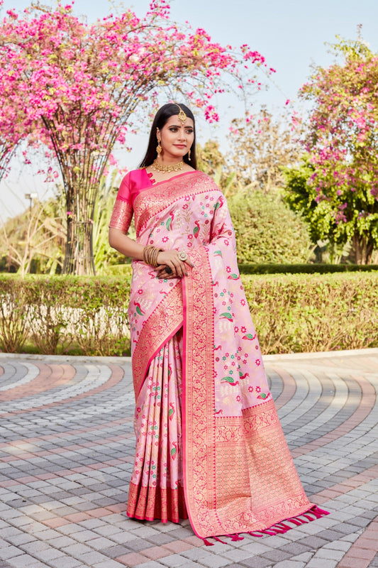 Awesome Kanjivaram Silk Pink Color Saree