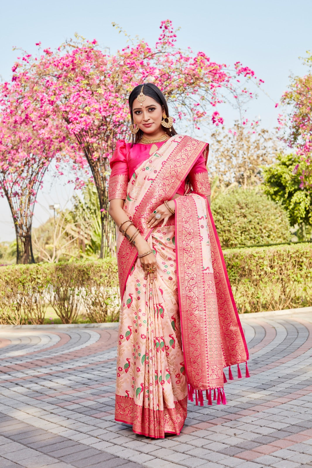 Awesome Kanjivaram Silk Peach Color Saree