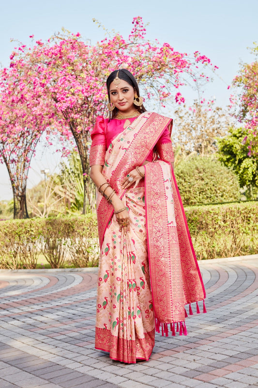 Awesome Kanjivaram Silk Peach Color Saree