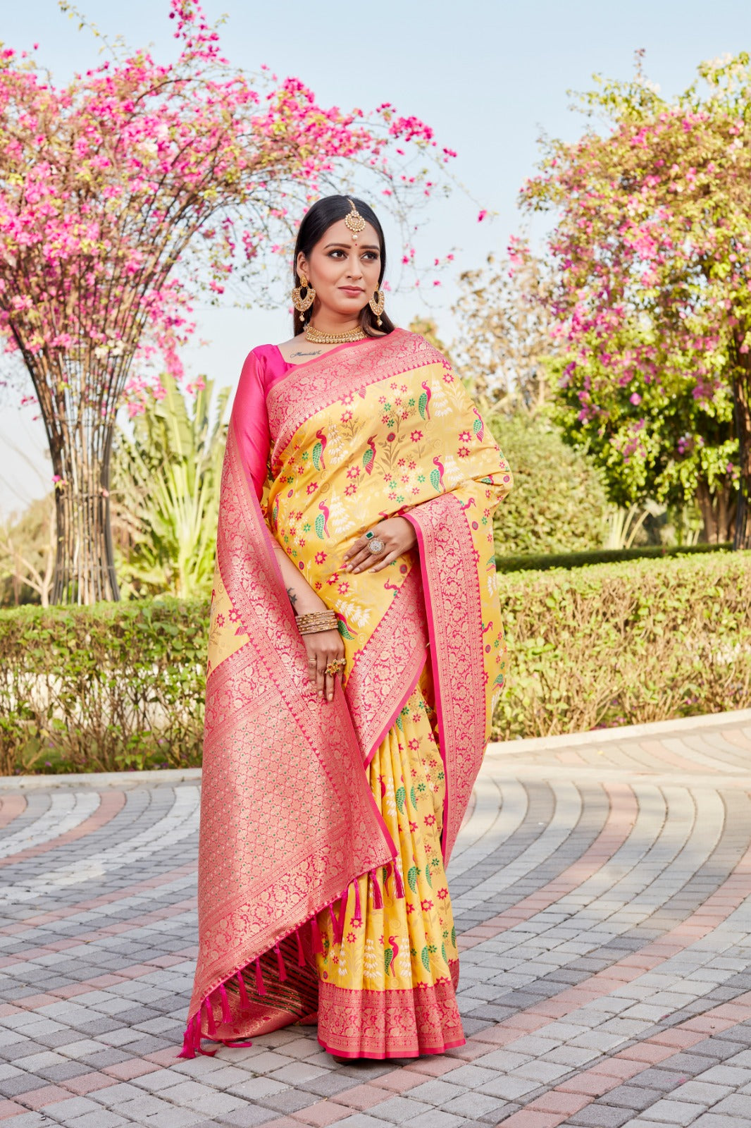 Awesome Kanjivaram Silk Yellow Color Saree