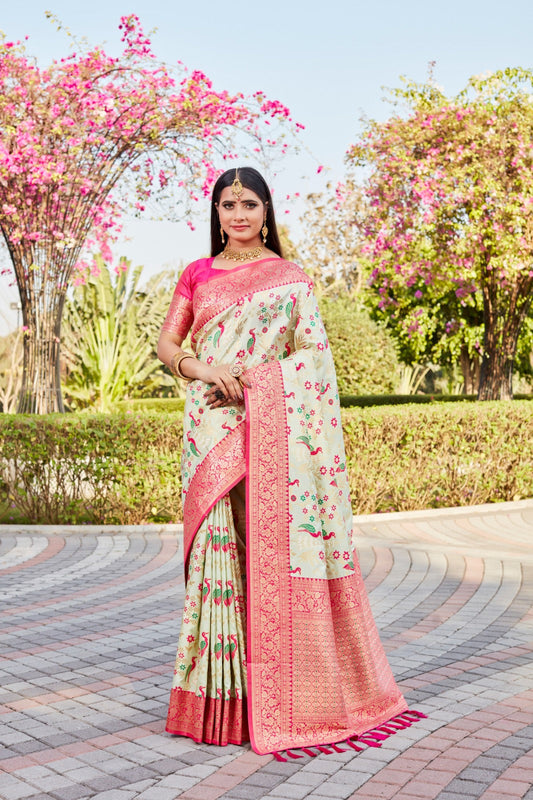 Awesome Kanjivaram Silk Pista Color Saree