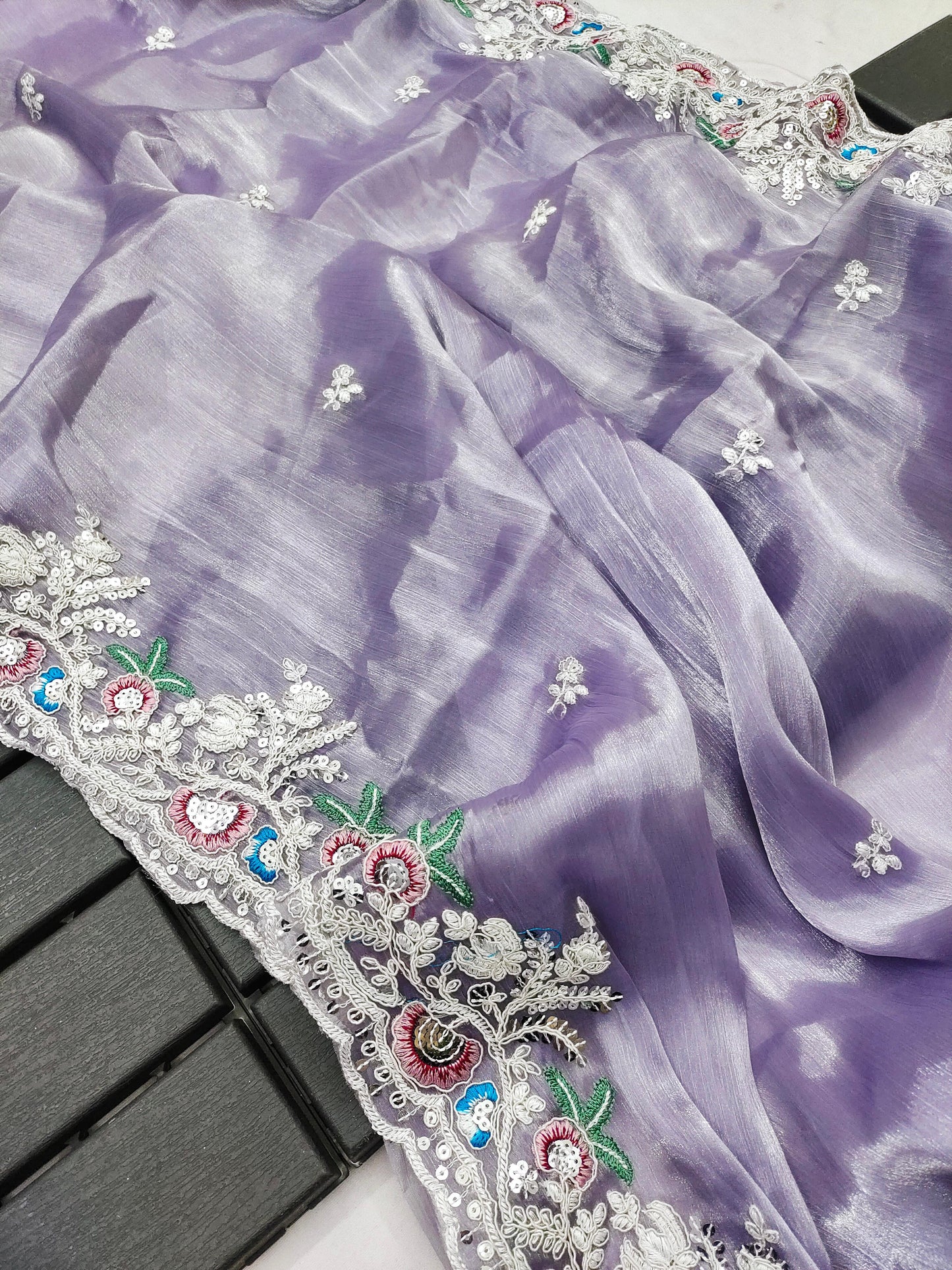 Demanding Organza Purple Color Saree