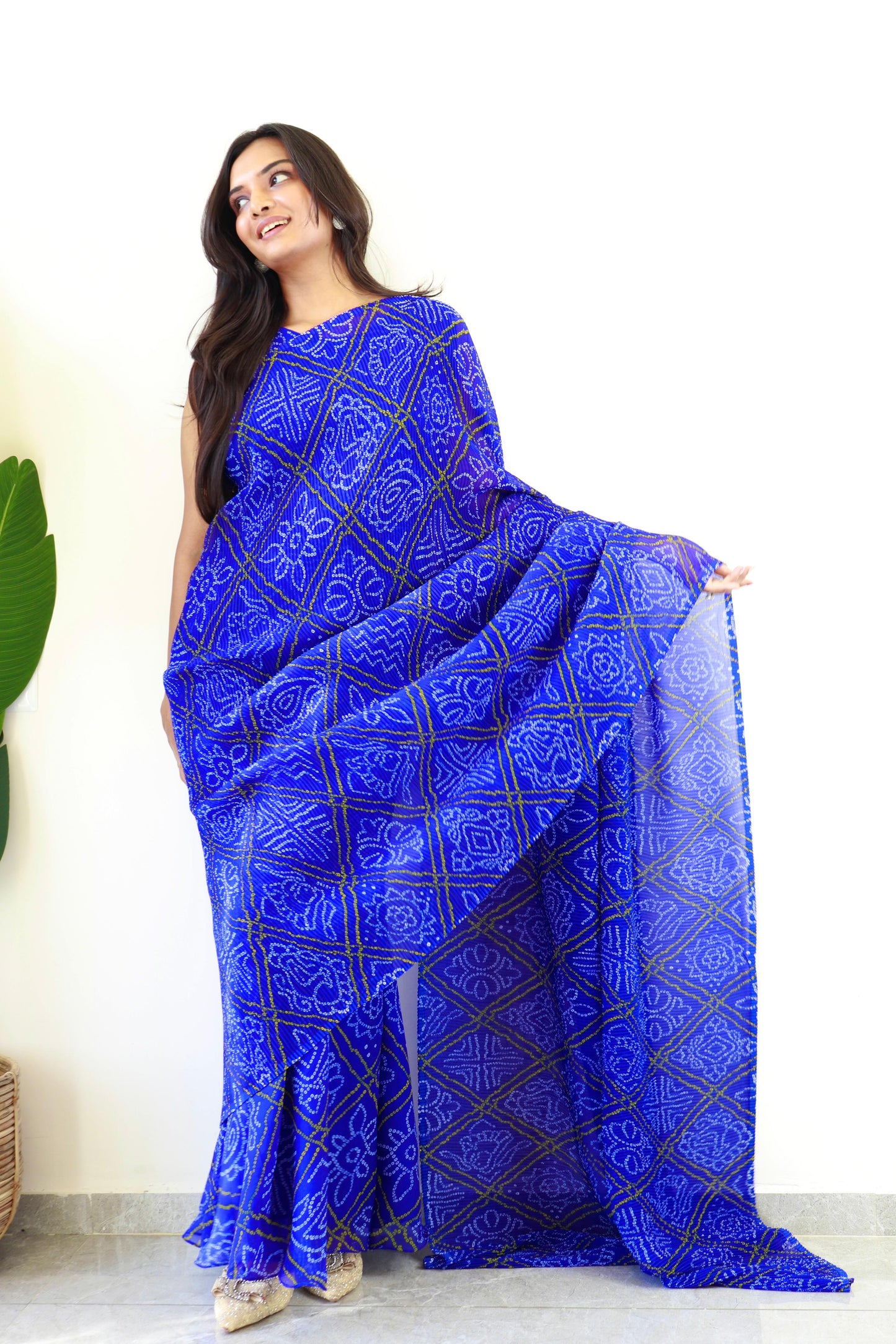 Beautiful Georgette Blue Color Gown With Saree