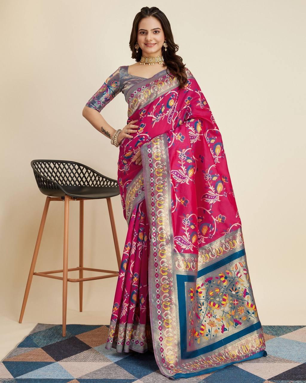 Fashionable Pink Color Soft Patola Silk Saree