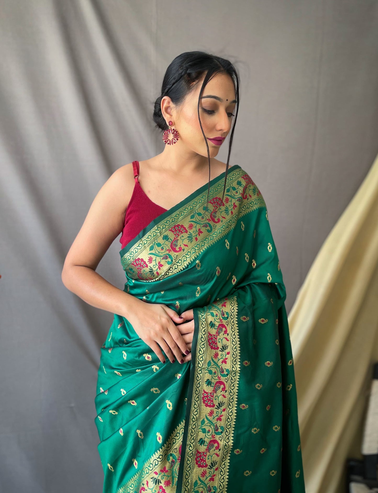 Fantastic Paithani Silk Green Color Saree