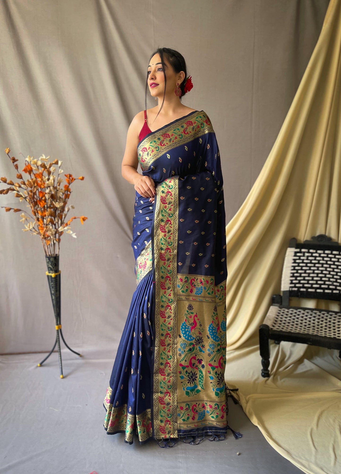 Fantastic Paithani Silk Blue Color Saree