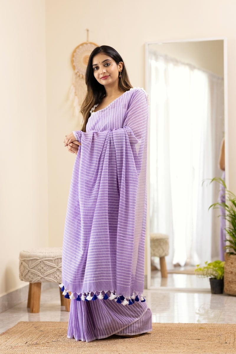 Ravishing Linen Cotton Purple Color Saree