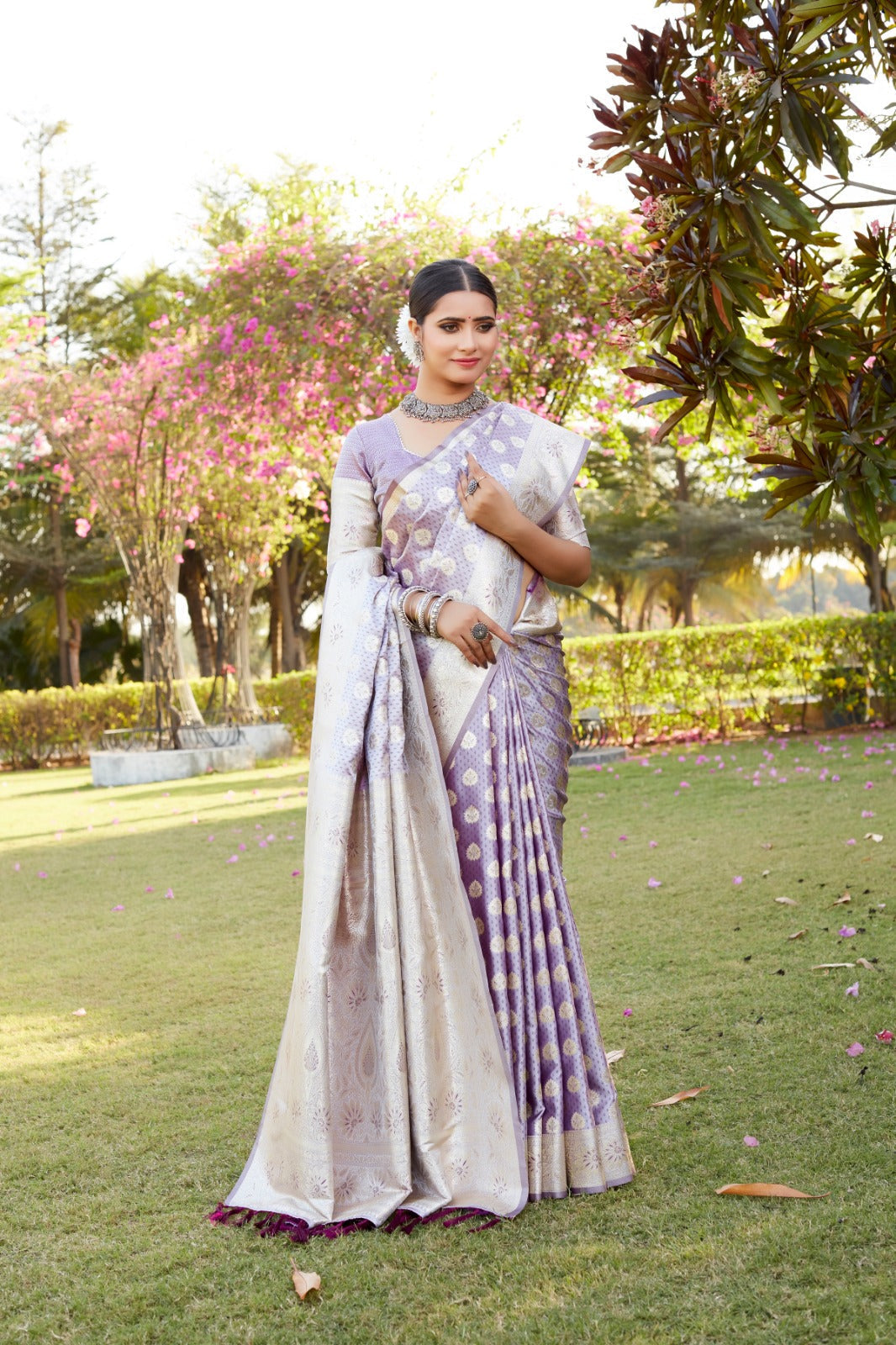 Imposing Kanjivaram Silk Purple Color Saree