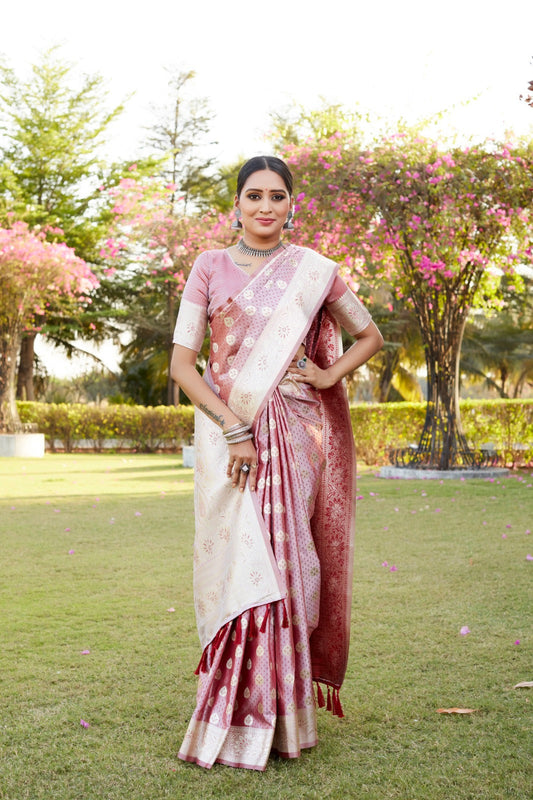 Imposing Kanjivaram Silk Pink Color Saree