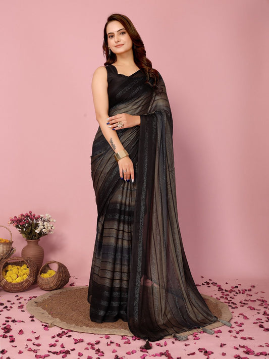 Function Wear Rangoli Ready To Wear Brown Color Saree