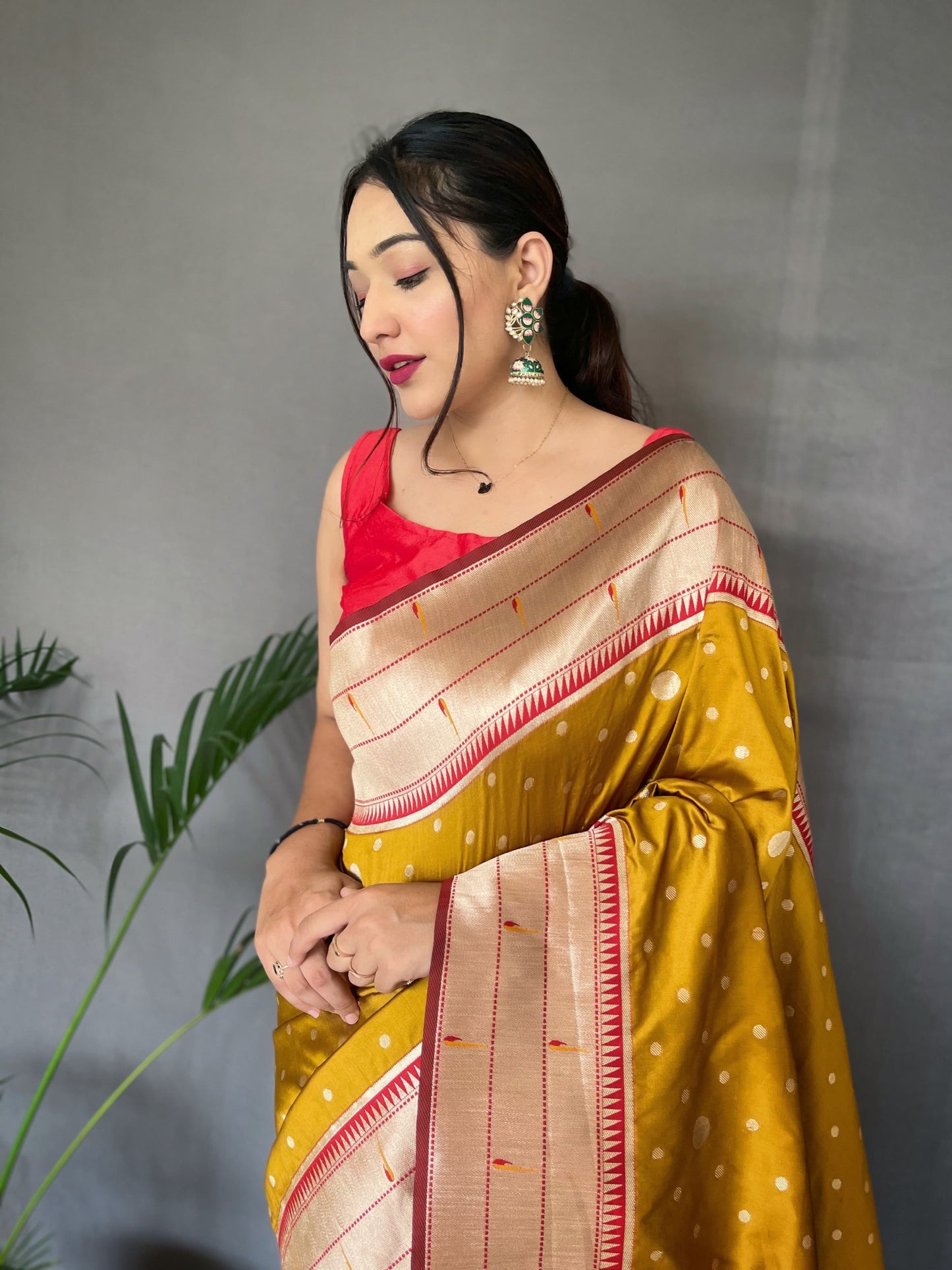 Beautiful Paithani Silk Mustard Color Saree