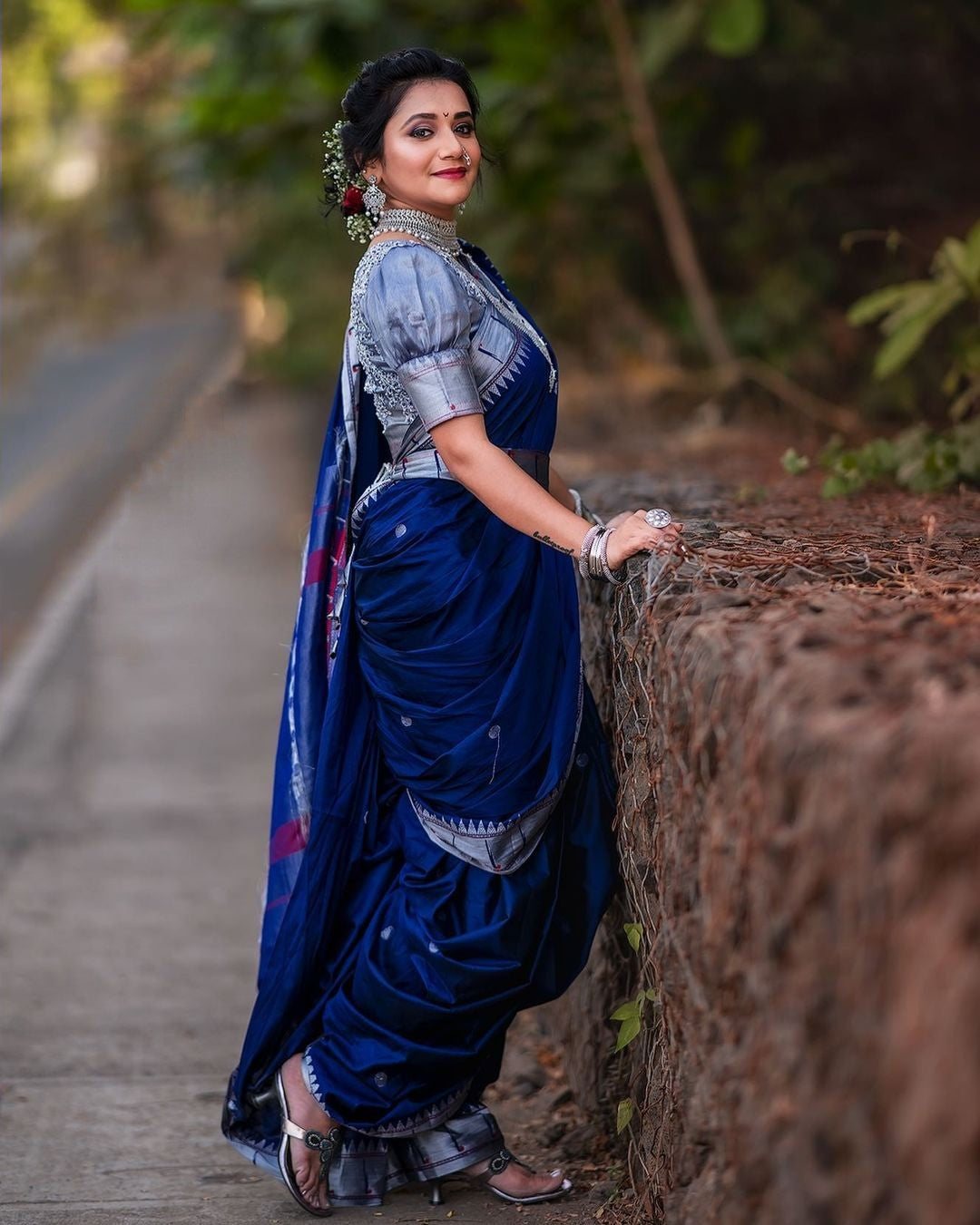 Luxuriant Jaquard Royal Blue Color Silk Saree