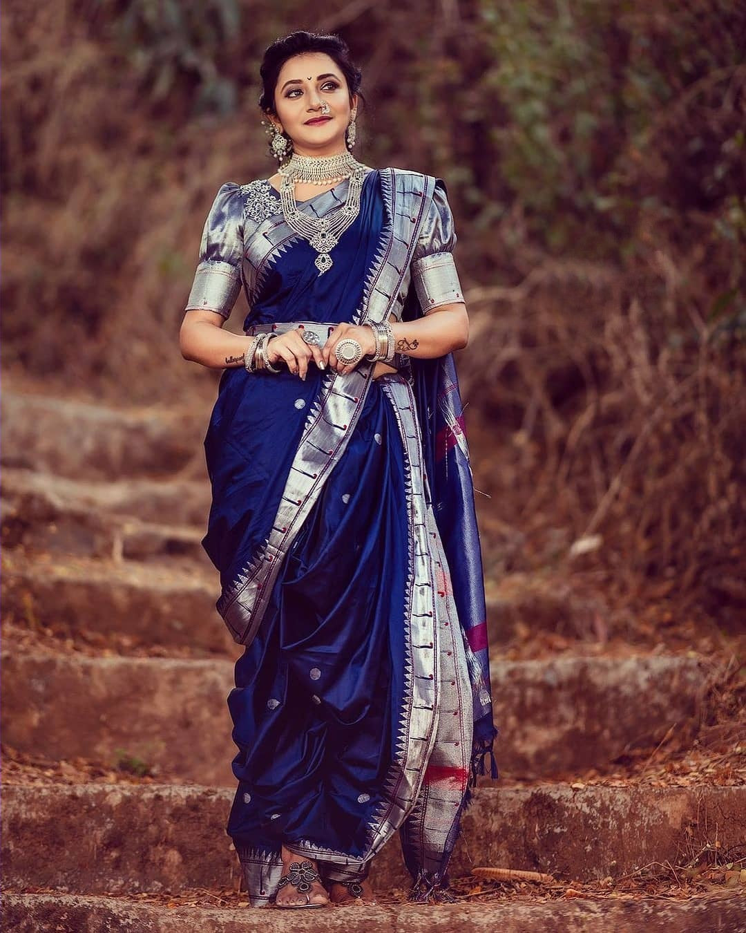 Luxuriant Jaquard Royal Blue Color Silk Saree