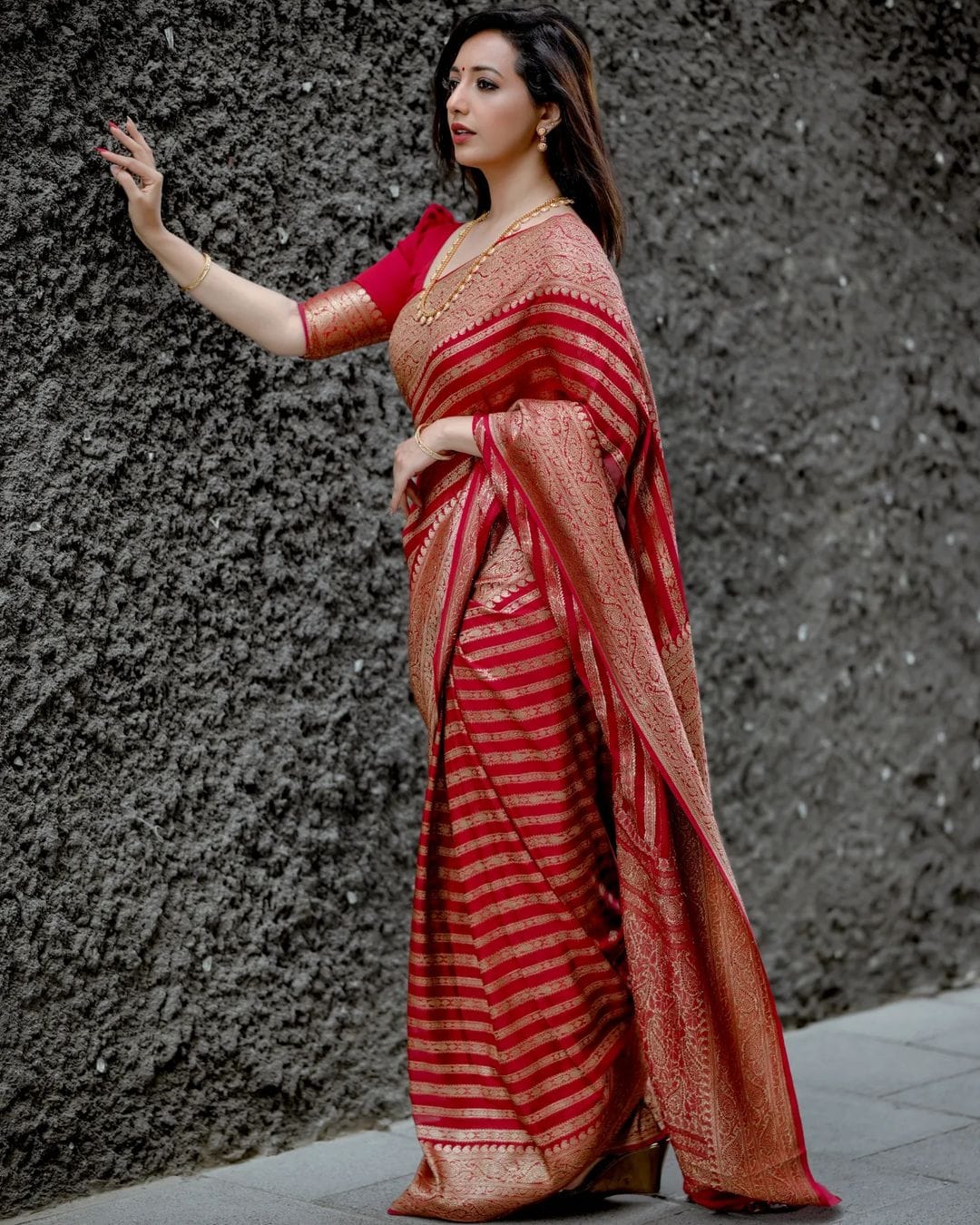 Function Wear Red Color Jacquard Silk Saree