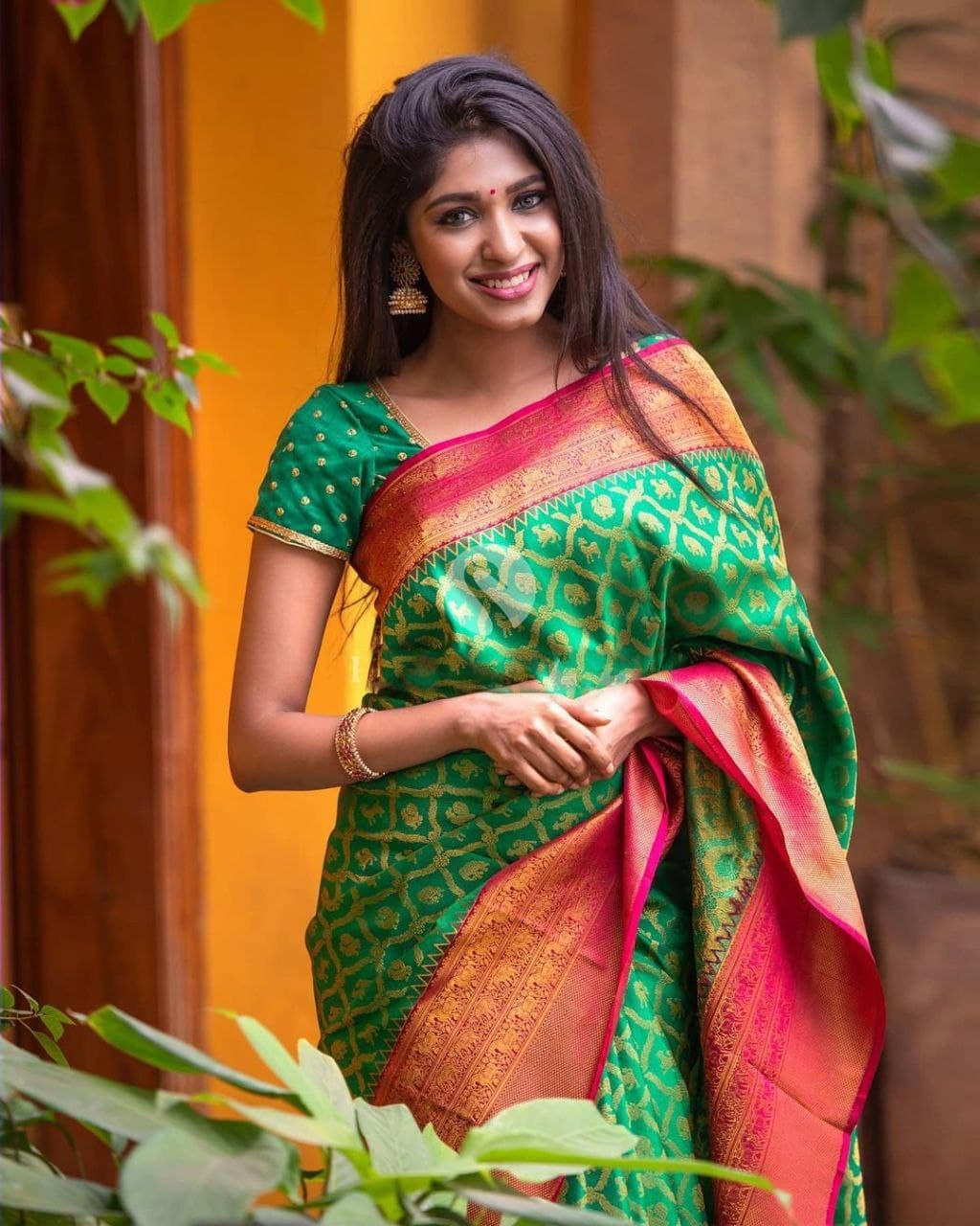 Glorious Jaquard Perrot Color Silk Saree