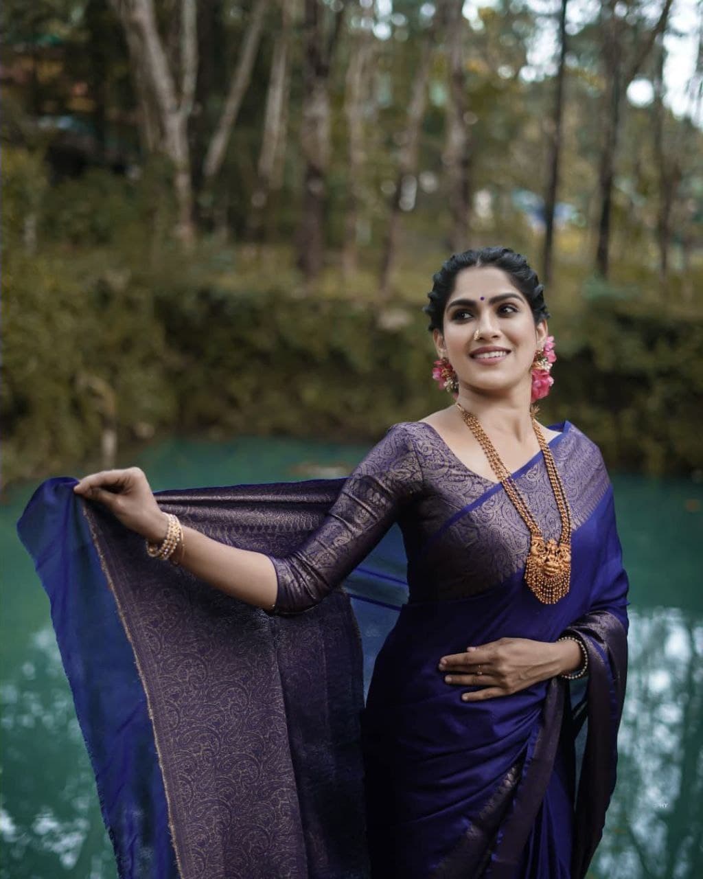 Glorious Jaquard Royal Blue Color Silk Saree