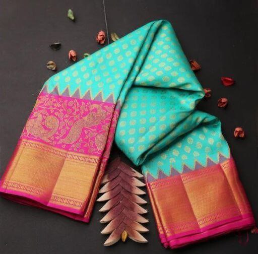 Glorious Jaquard Rama Color Silk Saree