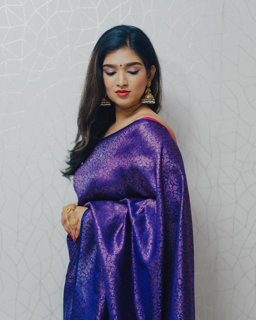 Opulent Jacquard Blue Color Silk Saree