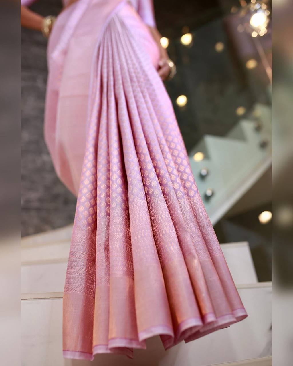 Fantastic Jacquard Pink Color Silk Saree