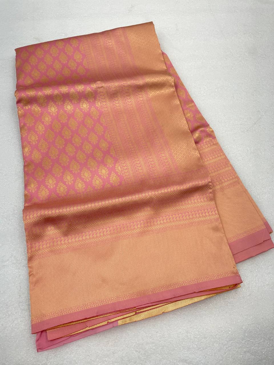 Fantastic Jacquard Peach Color Silk Saree