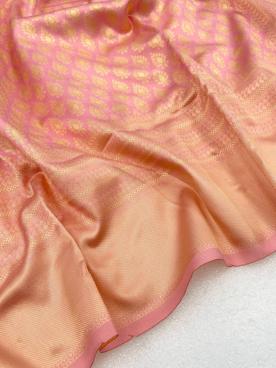 Fantastic Jacquard Peach Color Silk Saree