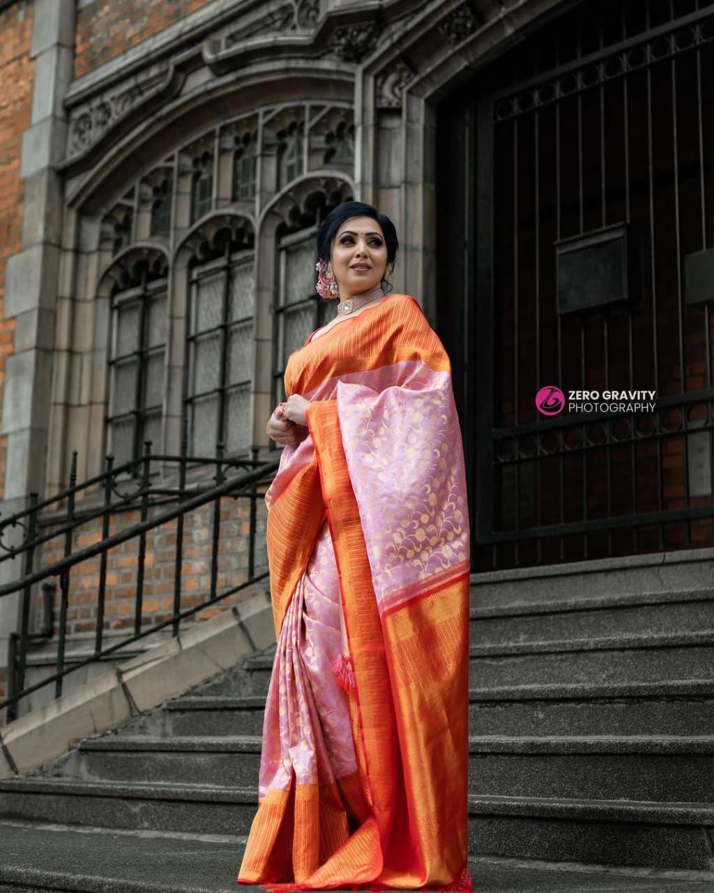 Awesome Jaquard Baby Pink Color Silk Saree