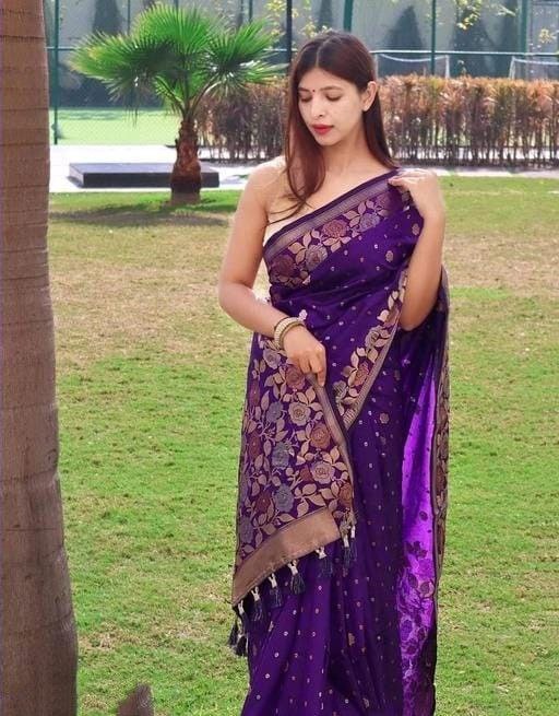 Daisy Jaquard Purple Color Silk Saree