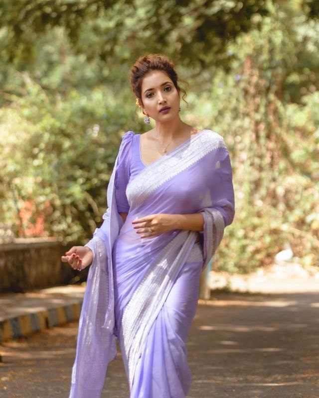 Trendy Jaquard Purple Color Silk Saree