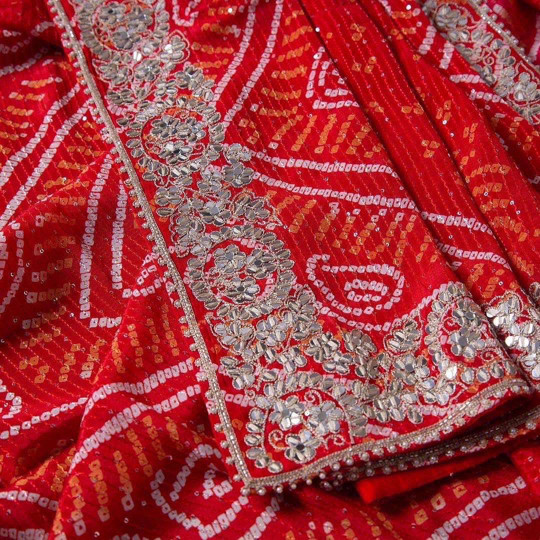 Glorious Sequence Red Color Saree