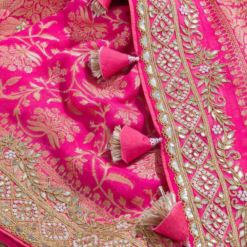 Classic Vichitra Silk Pink Color Saree