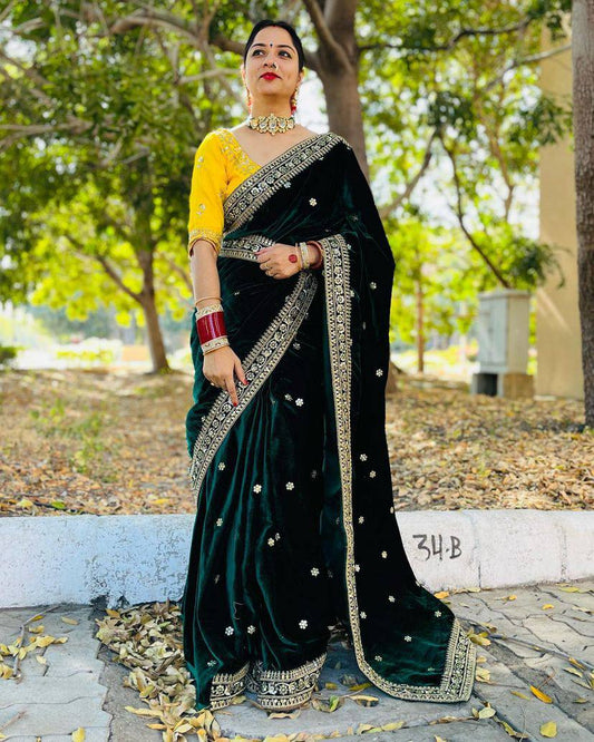 Elegant Georgette Green Color Saree