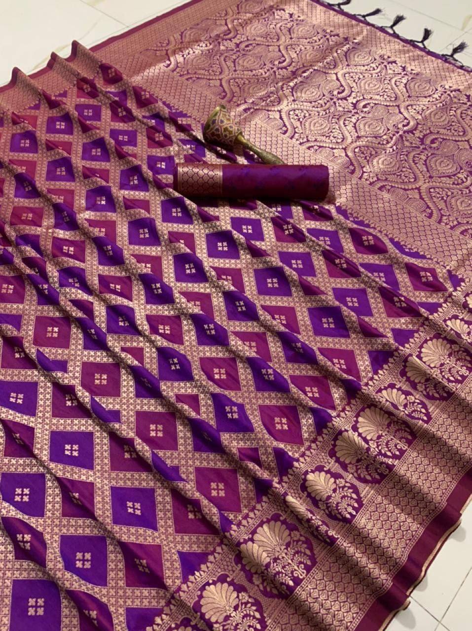 Unique Purple Color Lichi Silk Saree