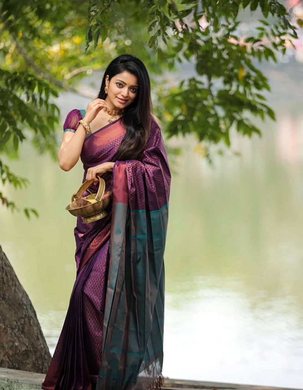 Unique Lichi Silk Wine Color Saree