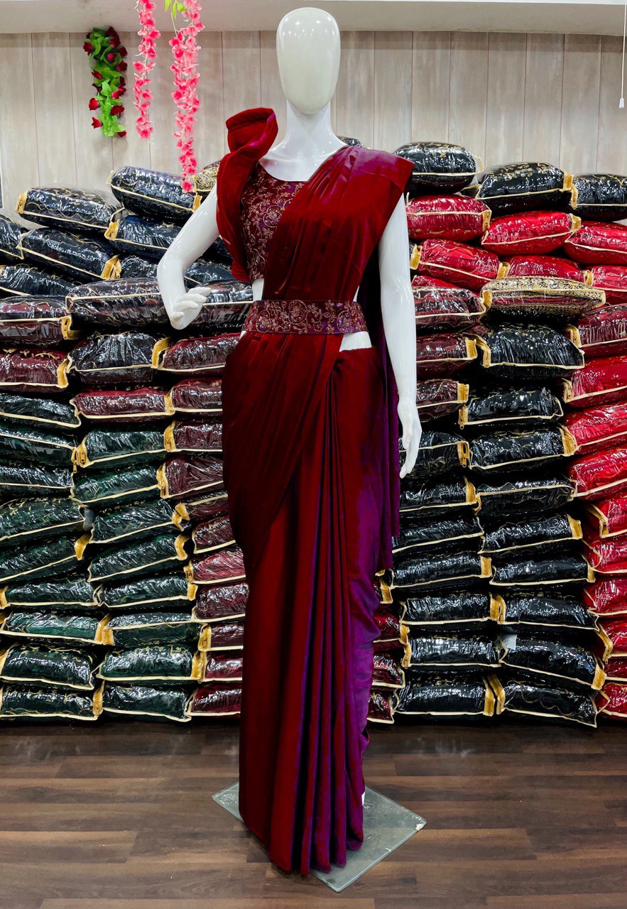 Stunning Satin Silk Red Color Saree