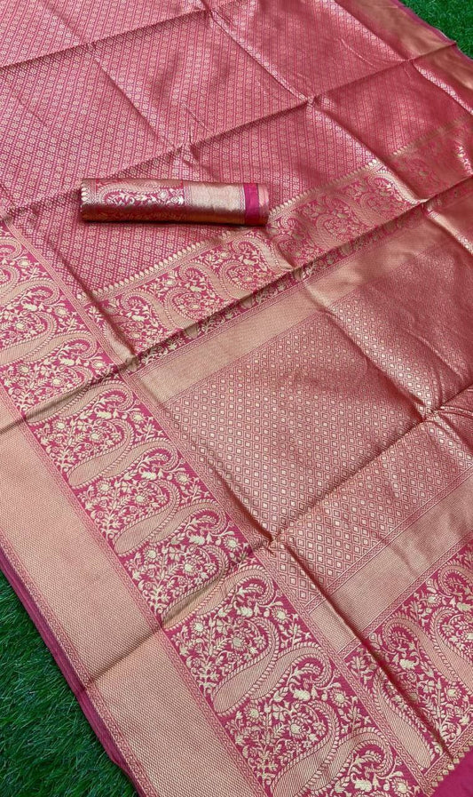 Decent Pink Color Banarasi Silk Saree