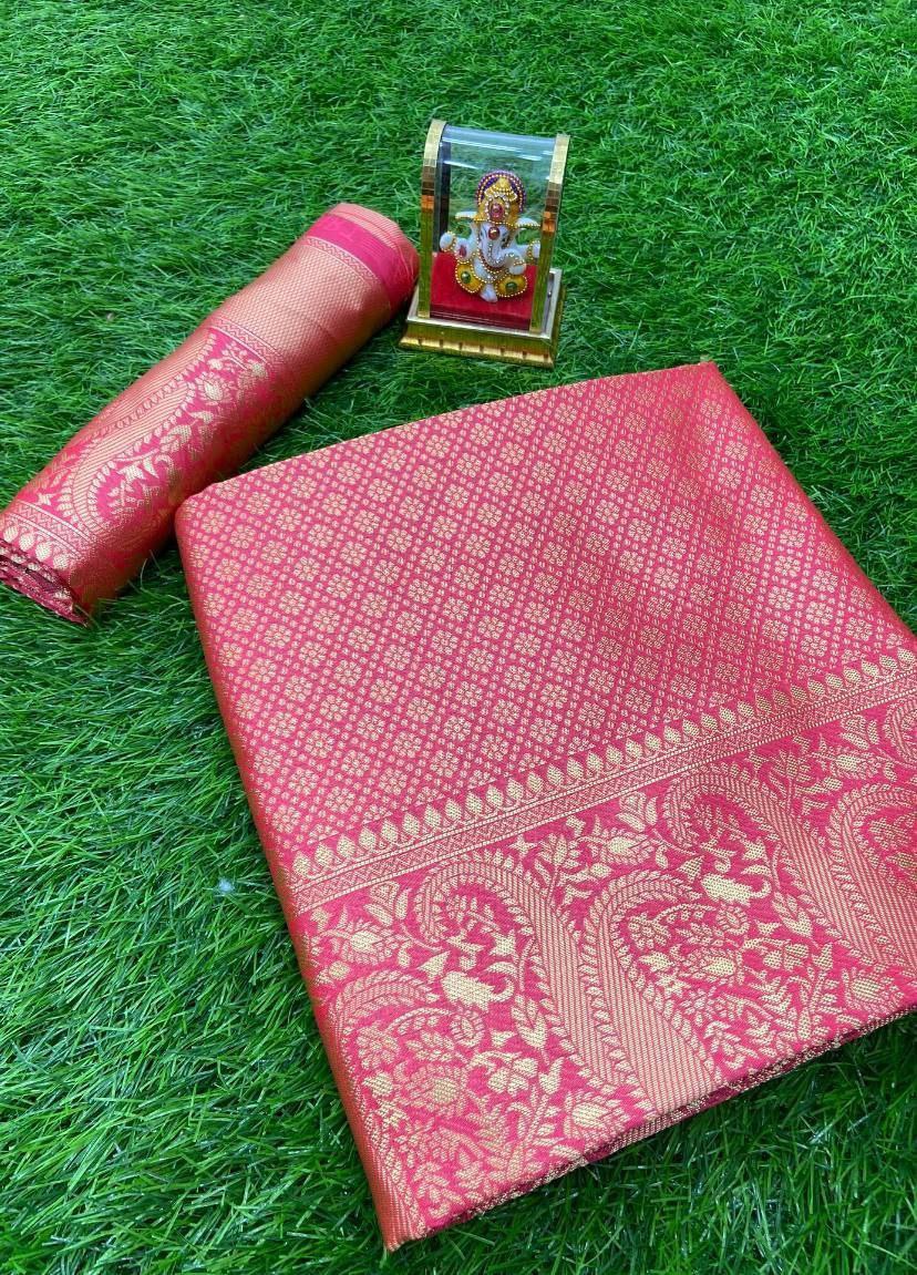 Decent Pink Color Banarasi Silk Saree